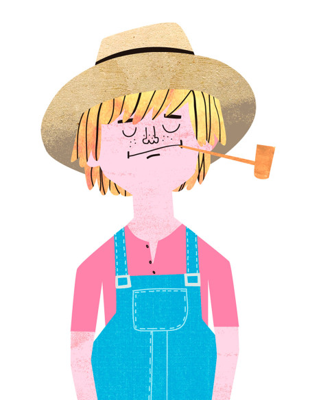 Ilustración "Huckleberry Finn" de Mikel Casal. Reproducción A5 firmada