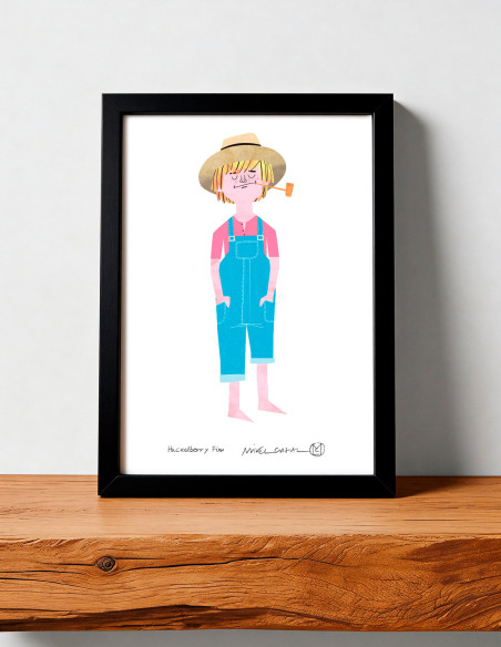 Ilustración "Huckleberry Finn" de Mikel Casal. Reproducción A5 firmada