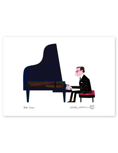 Ilustración "Bill Evans" de Mikel Casal. Reproducciones A4 y A5