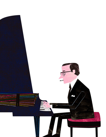 Illustration "Bill Evans" by Mikel Casal. A4 and A5 reproductions