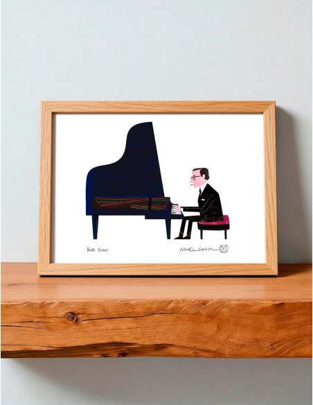Illustration "Bill Evans" by Mikel Casal. A4 and A5 reproductions