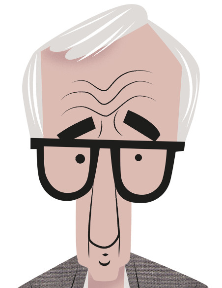 Illustration "Woody Allen" by Mikel Casal. Signed A5 reproduction