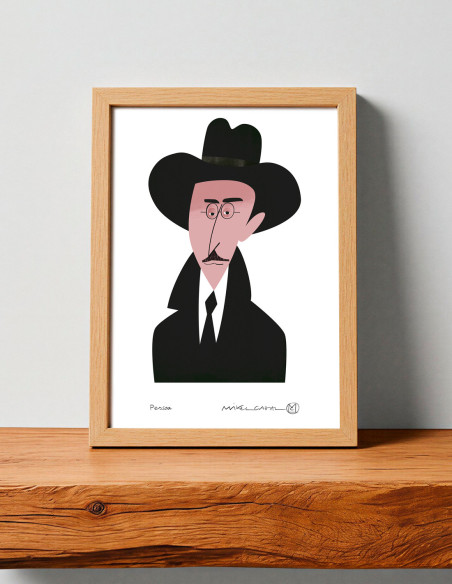 Illustration "Fernando Pessoa" by Mikel Casal. Signed A5 reproduction