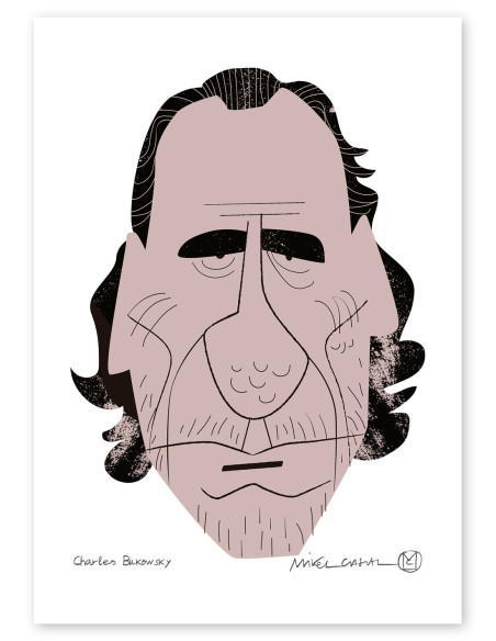 Ilustración "Charles Bukowski" de Mikel Casal. Reproducción A5 firmada