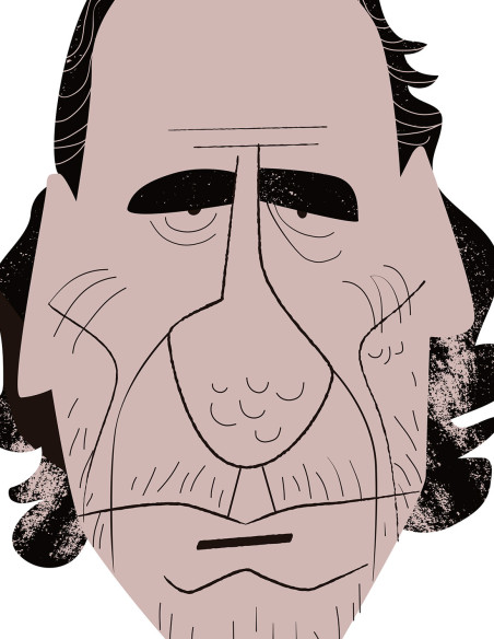 Illustration "Charles Bukowski" by Mikel Casal. Signed A5 reproduction