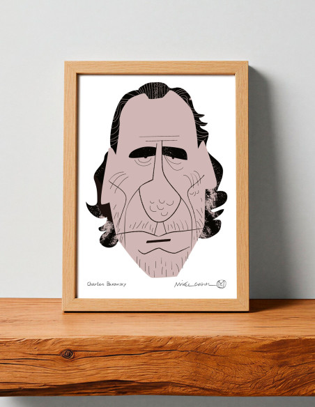 Ilustración "Charles Bukowski" de Mikel Casal. Reproducción A5 firmada