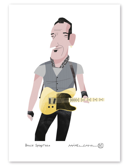 Ilustración "Bruce Springsteen" de Mikel Casal. Reproducción A5 firmada