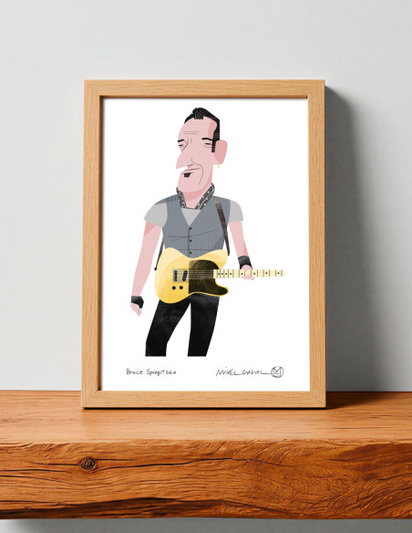 Ilustración "Bruce Springsteen" de Mikel Casal. Reproducción A5 firmada