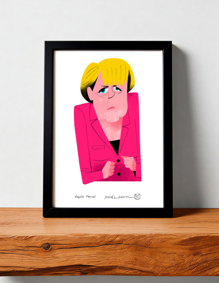 Illustration "Merkel" by Mikel Casal. Signed A5 reproduction