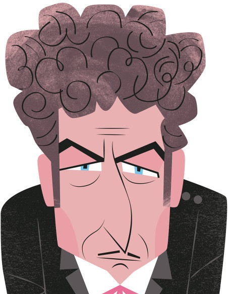 Illustration "Bob Dylan" by Mikel Casal. Signed A5 reproduction