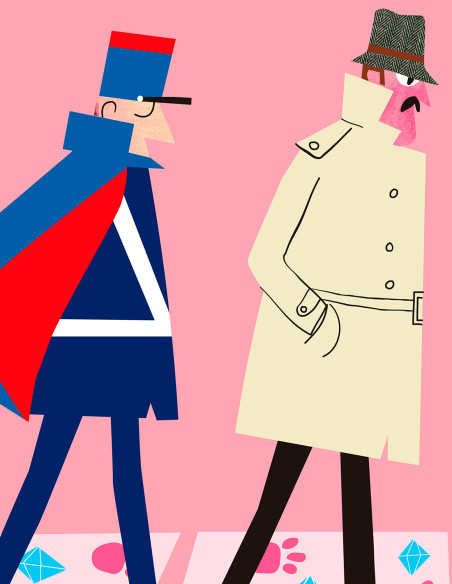 Ilustración "Clouseau" de Mikel Casal. Reproducción A5 firmada