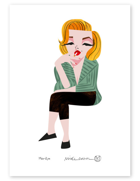 Ilustración "Marilyn Monroe" de Mikel Casal. Reproducción A5 firmada