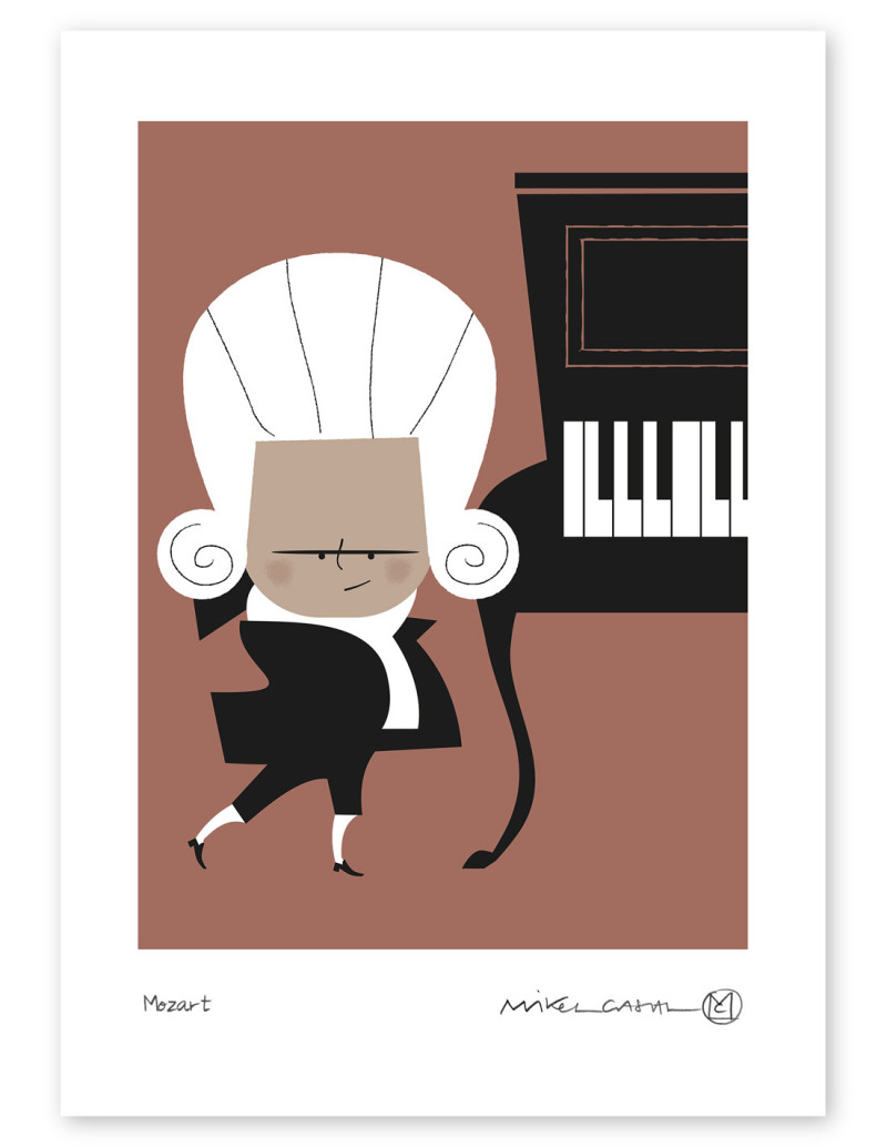 Illustration "Mozart" by Mikel Casal. Signed A5...