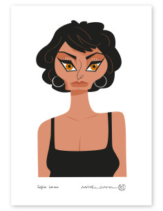 Illustration "Sofía Loren" by Mikel Casal. Signed A5...