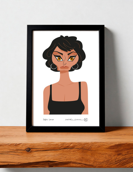 Illustration "Sofía Loren" by Mikel Casal. Signed A5 reproduction