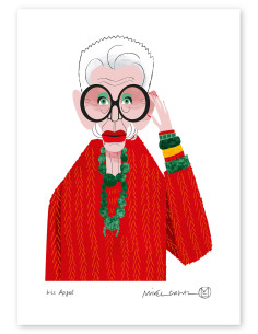 Illustration "Iris Apfel" by Mikel Casal. Signed A5...
