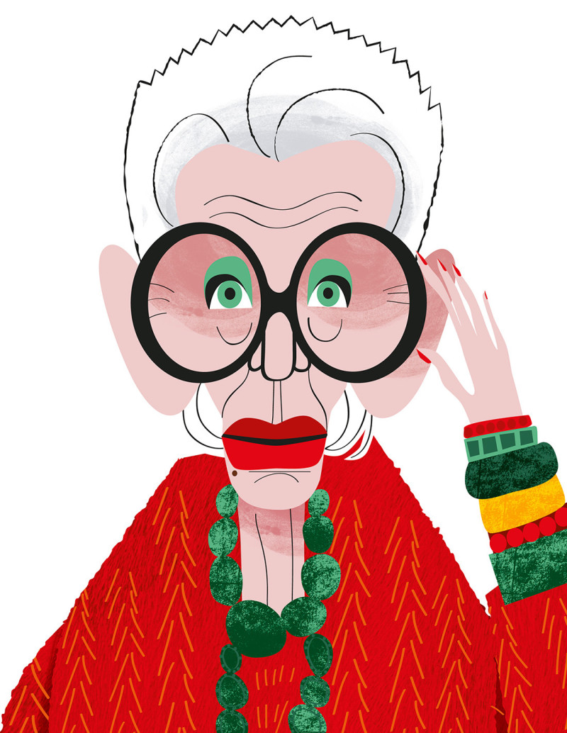 Ilustración "Iris Apfel" de Mikel Casal....
