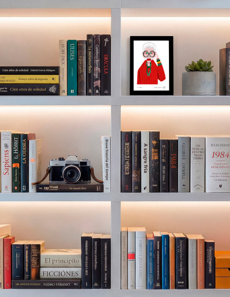 Illustration "Iris Apfel" by Mikel Casal. Signed A5 reproduction
