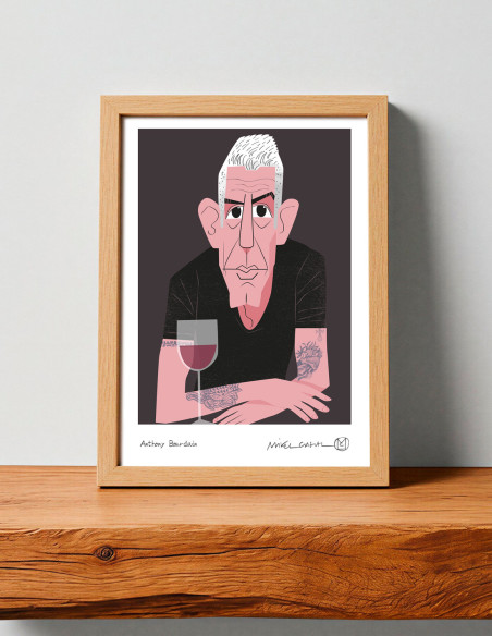 Ilustración "Anthony Bourdain" de Mikel Casal. Reproducciones A5, A4 y A3 firmadas