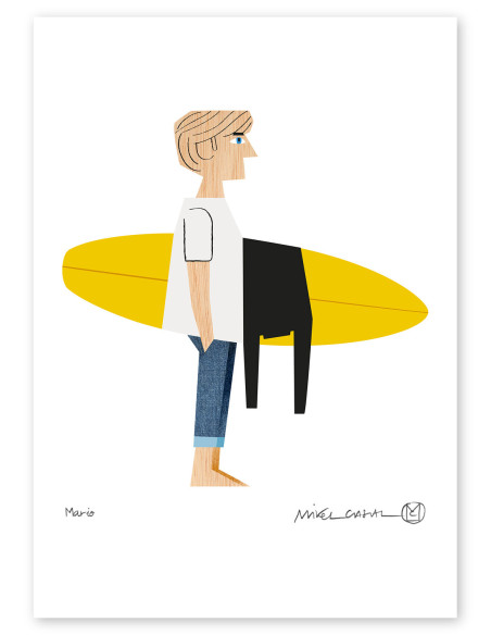 Illustration "Mario" by Mikel Casal. Signed A5 reproduction