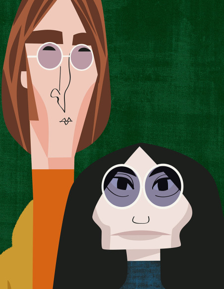 Ilustración "John Lennon y Yoko Ono" de Mikel Casal. Reproducciones A5 y A3 firmadas