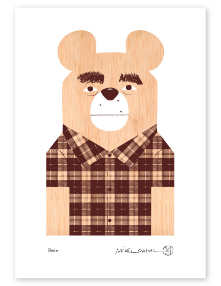 Ilustración "Bear" de Mikel Casal. Reproducción A5 firmada