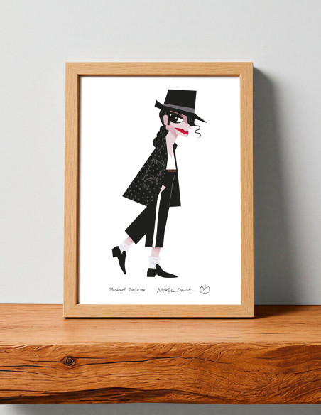 Ilustración "Michael Jackson" de Mikel Casal. Reproducción A5 firmada