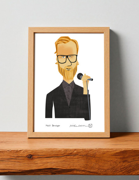 Illustration "Matt Berninger" by Mikel Casal. Signed A5 reproduction