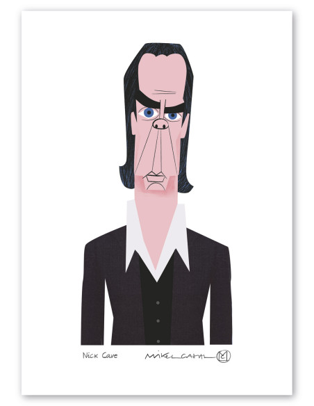 Illustration "Nick Cave" by Mikel Casal. Signed A5 reproduction