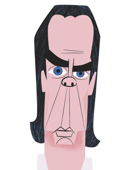 Ilustración "Nick Cave" de Mikel Casal. Reproducción A5 firmada
