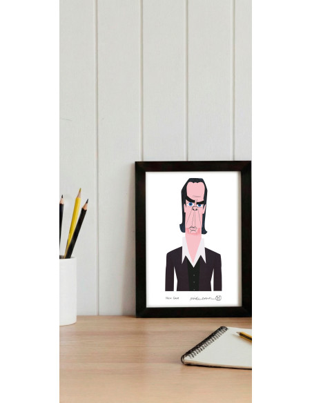 Ilustración "Nick Cave" de Mikel Casal. Reproducción A5 firmada