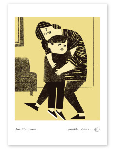 Illustration "Ama eta semea" by Mikel Casal. Signed A5...