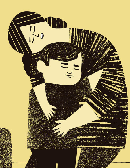 Ilustración "Ama eta semea" de Mikel Casal. Reproducción A5 firmada
