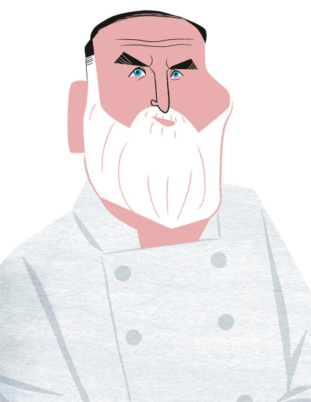 Illustration "José Andrés" by Mikel Casal. Signed A5 reproduction