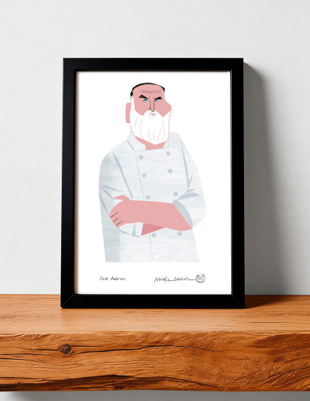 Ilustración "José Andrés" de Mikel Casal. Reproducción A5 firmada