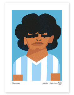 Ilustración "Maradona" de Mikel Casal. Reproducción A5...