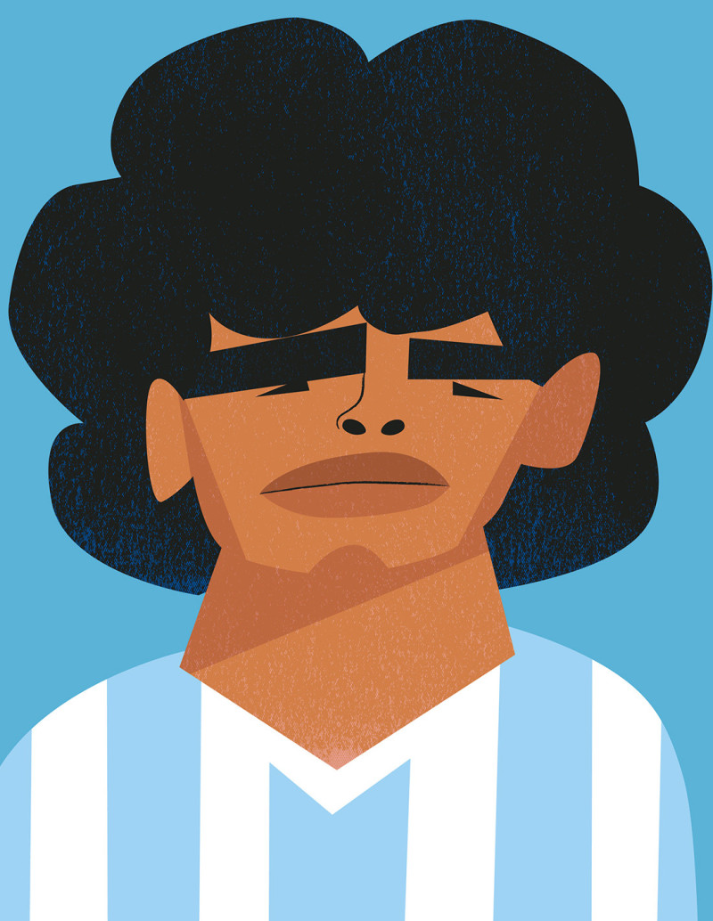 Illustration "Maradona" by Mikel Casal. Signed...