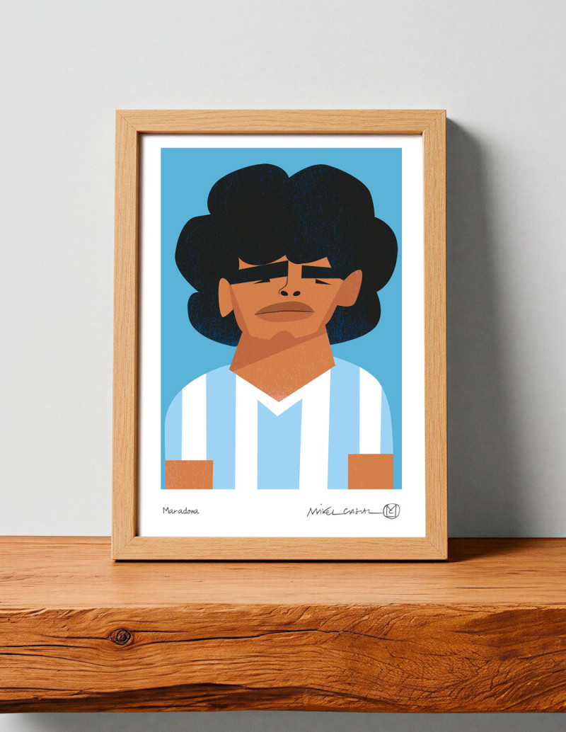 Illustration "Maradona" by Mikel Casal. Signed...