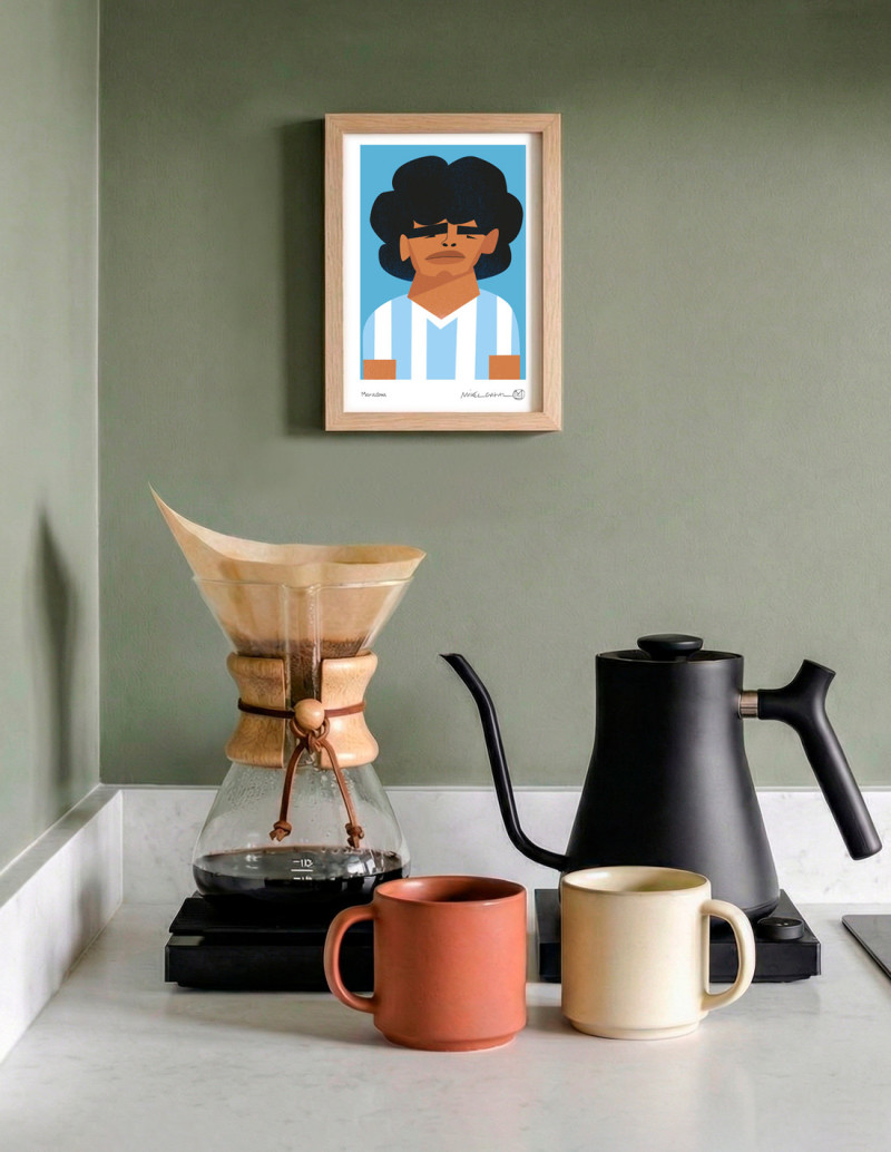 Illustration "Maradona" by Mikel Casal. Signed...