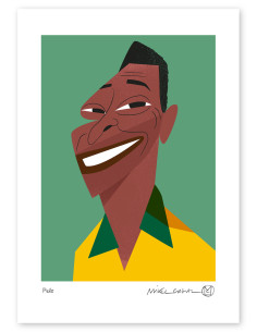 Illustration "Pelé" by Mikel Casal. Signed A5 reproduction