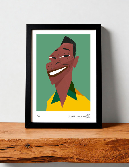 Ilustración "Pelé" de Mikel Casal. Reproducción A5 firmada
