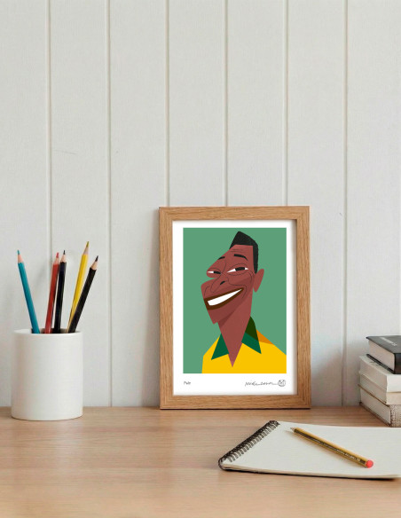 Ilustración "Pelé" de Mikel Casal. Reproducción A5 firmada