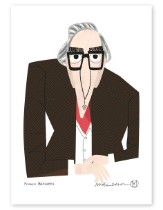 Illustration "Franco Battiato" by Mikel Casal. Signed A5...