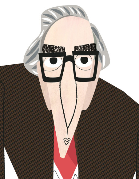 Illustration "Franco Battiato" by Mikel Casal. Signed A5 reproduction