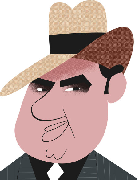 Illustration "Al Capone" by Mikel Casal. Signed A5 reproduction
