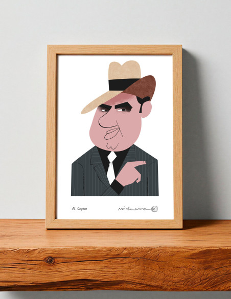 Illustration "Al Capone" by Mikel Casal. Signed A5 reproduction