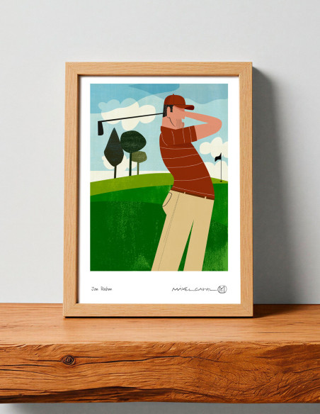 Ilustración "Jon Rahm" de Mikel Casal. Reproducción A5 firmada