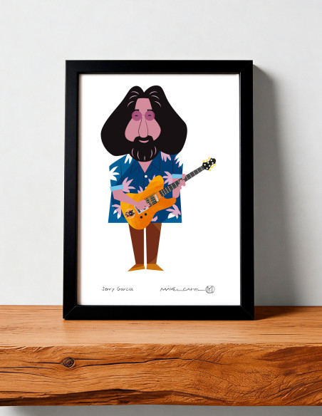Ilustración "Jerry García" de Mikel Casal. Reproducción A5 firmada