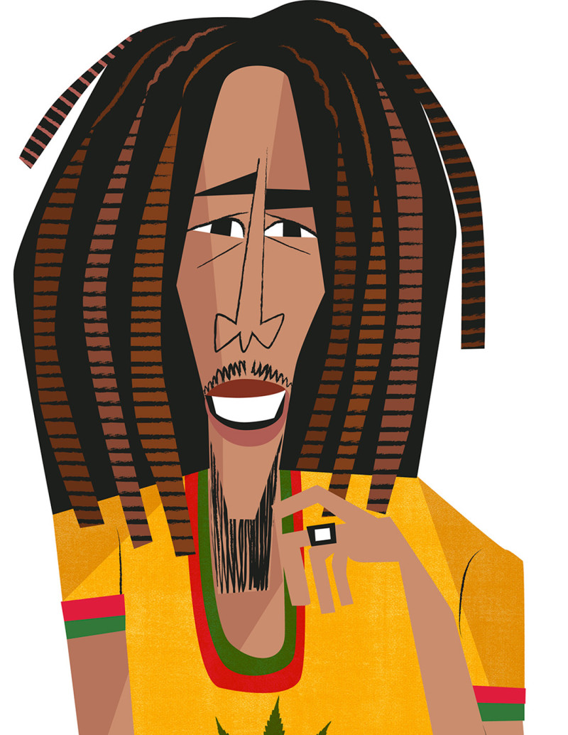Illustration "Bob Marley" by Mikel Casal....