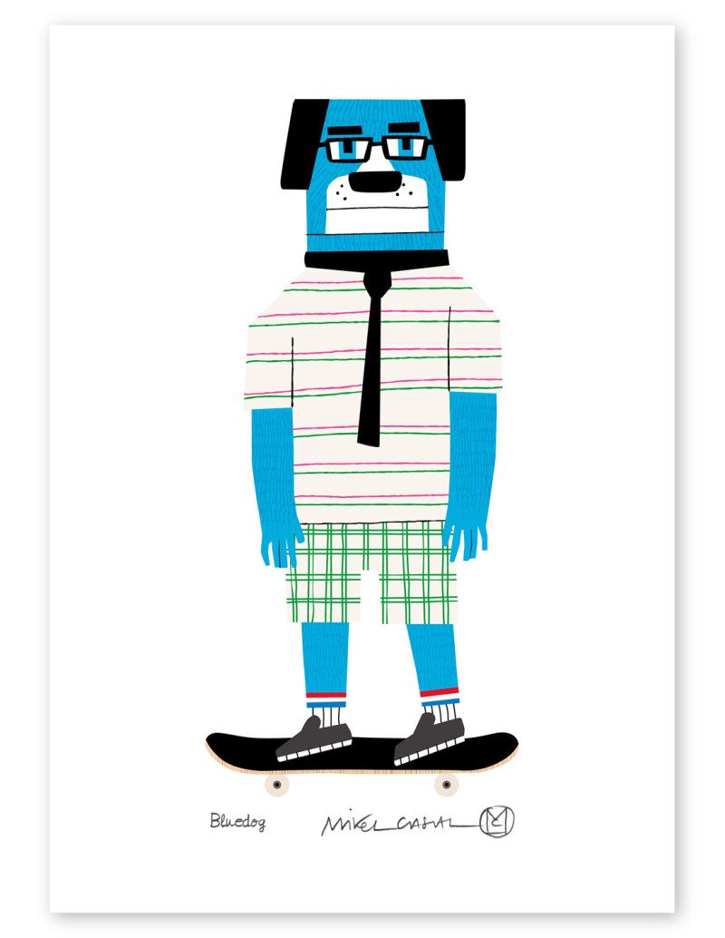 Illustration "Blue Dog" by Mikel Casal. Signed...